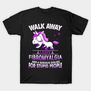 funny fibromyalgia grumpy unicorn warrior T-Shirt